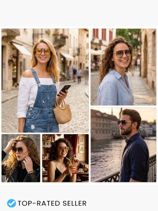 Vintage Oversized Square Sunglasses Double Bridge Polarized Retro Shades main image 6